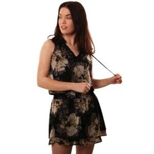 Veronica M Floral Dress Size Large Floral Ruffle Tie Neck Dropped Waist Bohemian